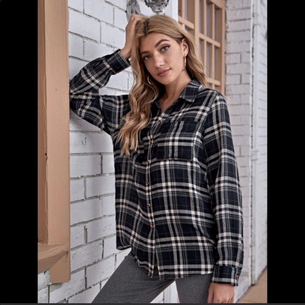 Plaid Boyfriend Shirt, S,M - Picture 6 of 8